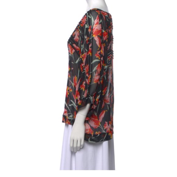 DIANE VON FURSTENBERG Silk Floral Print Blouse - Picture 2 of 3